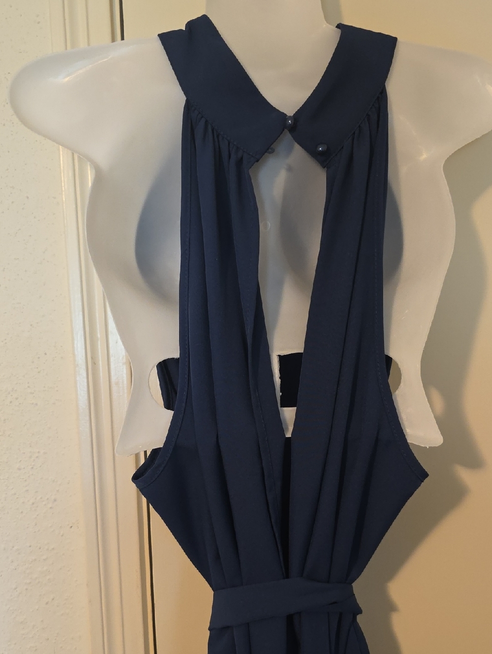 Navy Sleeveless Maxi Jumper With Backout - Picture 9 of 10